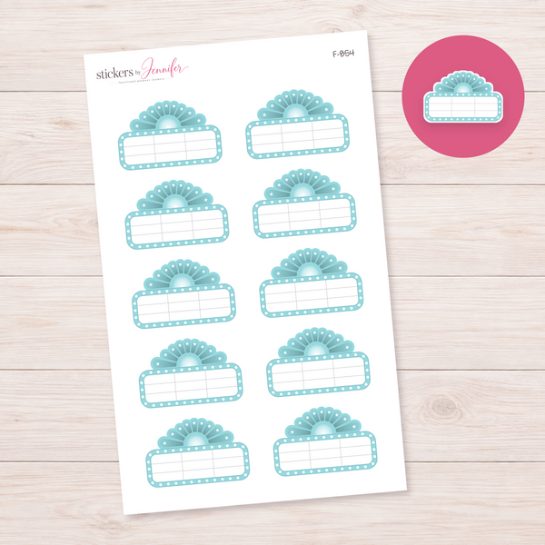 Aqua Marquee Planner Label Planner Stickers | F-854