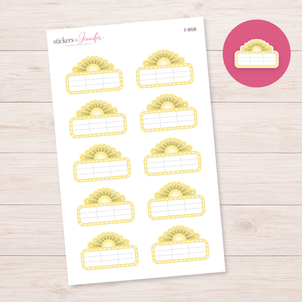 Yellow Marquee Planner Label Planner Stickers | F-858
