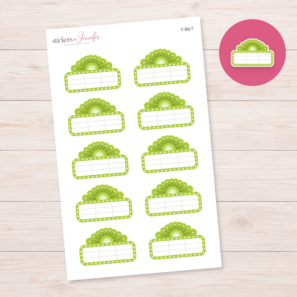Yellow Green Marquee Planner Label Planner Stickers | F-867