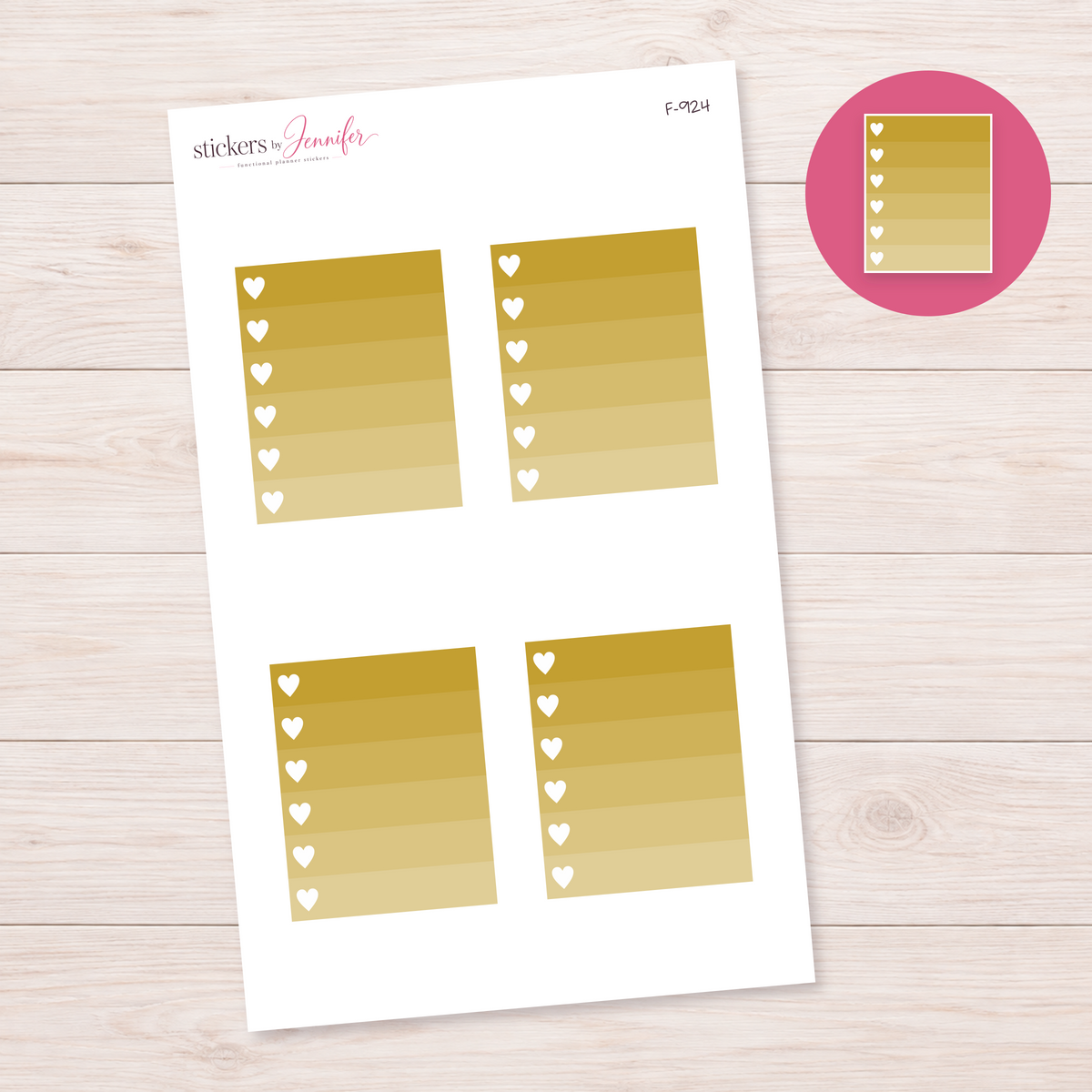 Mustard Ombre Heart Task Box Planner Stickers | F-924