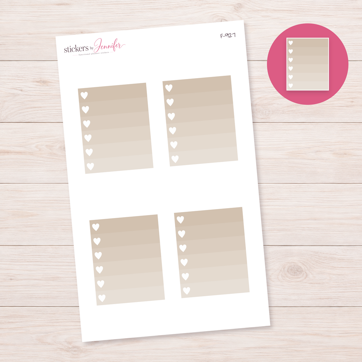 Taupe Ombre Heart Task Box Planner Stickers | F-927