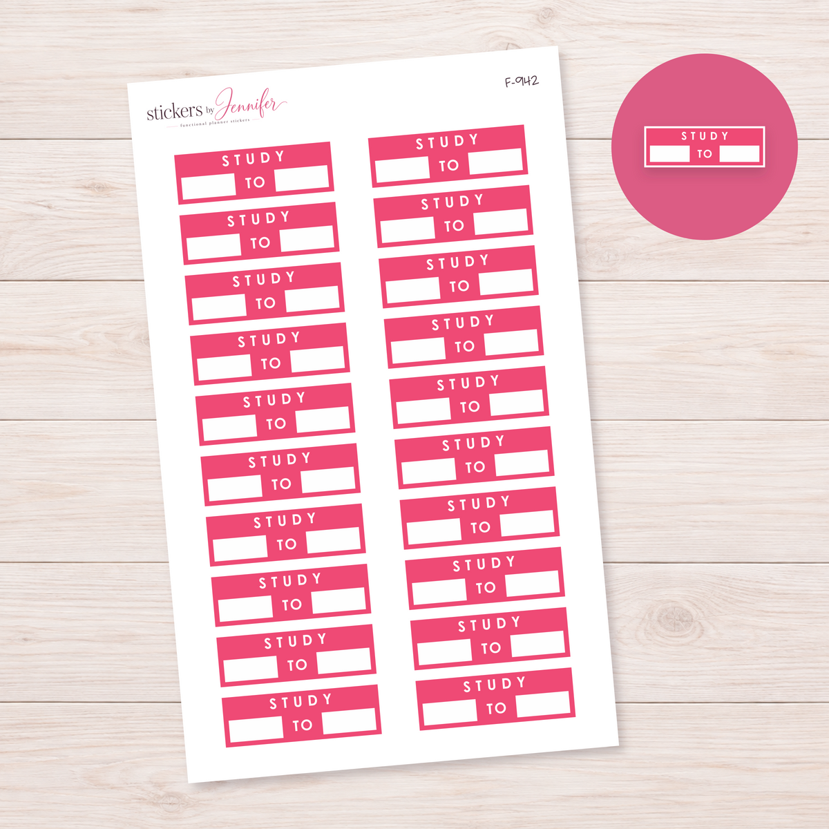 Pink Study Time Label Planner Stickers | F-942