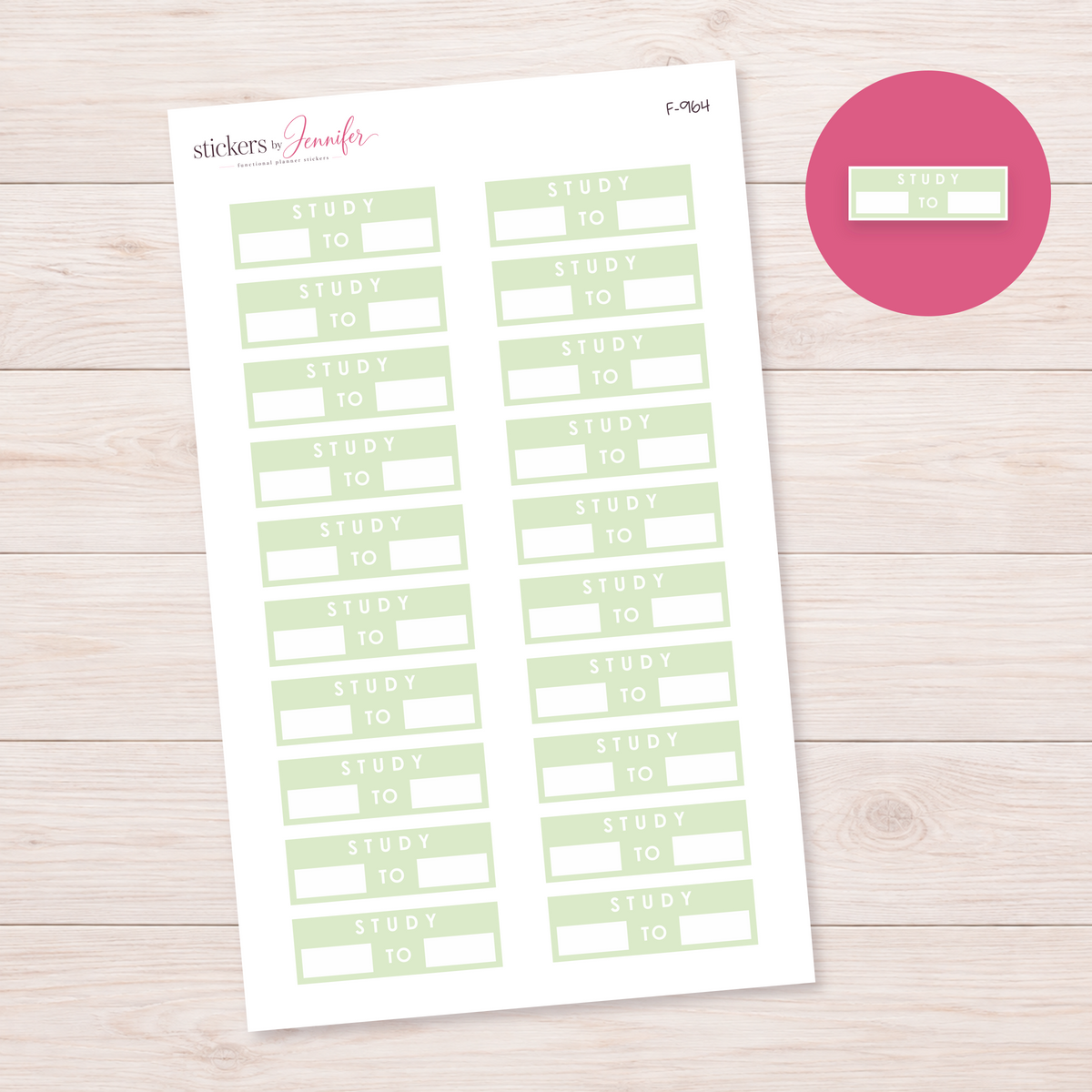 Pale Lime Study Time Label Planner Stickers | F-964