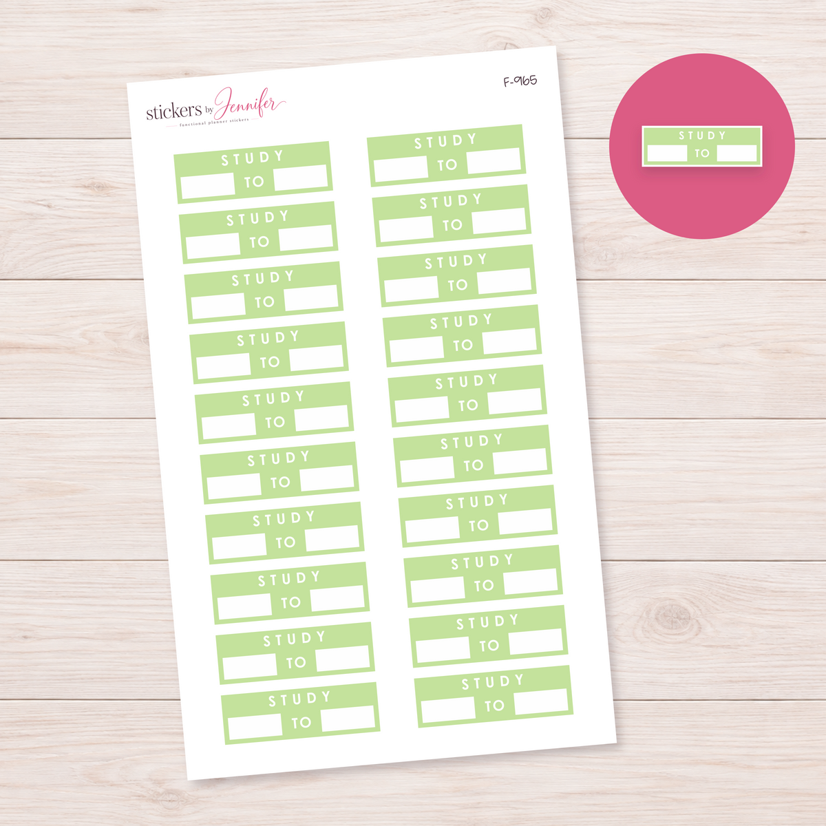 Light Lime Study Time Label Planner Stickers | F-965