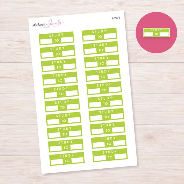 Yellow Green Study Time Label Planner Stickers | F-969