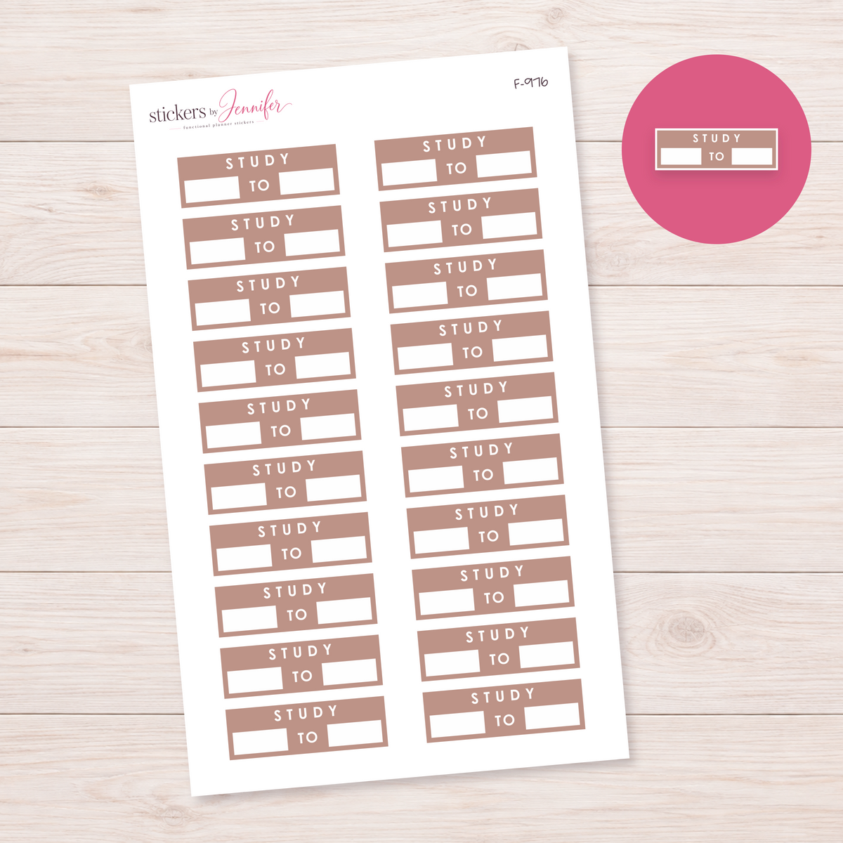 Dusty Rose Study Time Label Planner Stickers | F-976