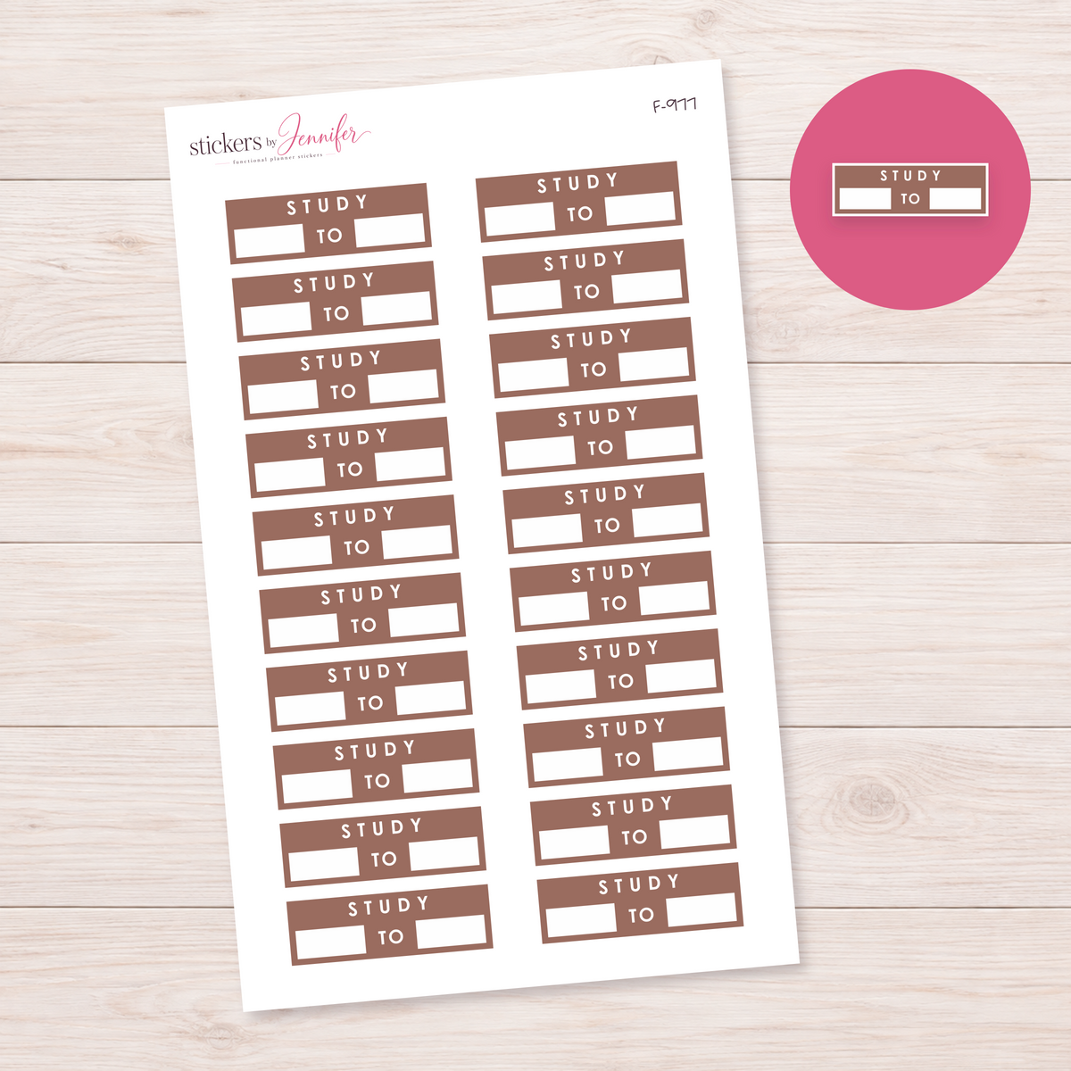 Brown Study Time Label Planner Stickers | F-977