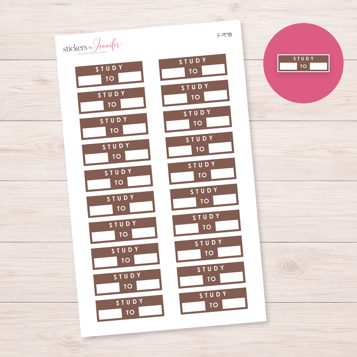 Dark Brown Study Time Label Planner Stickers | F-978