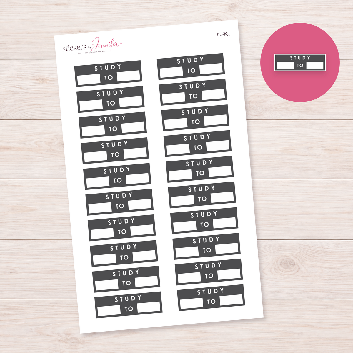 Charcoal Study Time Label Planner Stickers | F-981