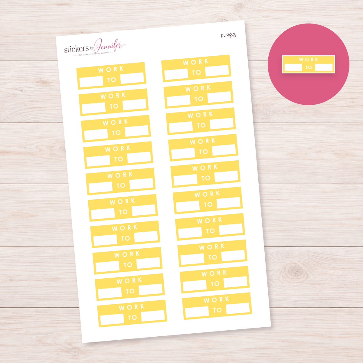 Yellow Work Hours Label Planner Stickers | F-983