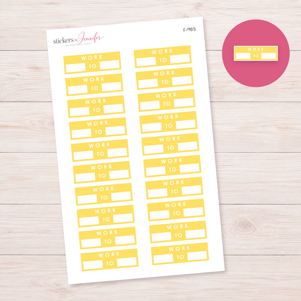 Yellow Work Hours Label Planner Stickers | F-983