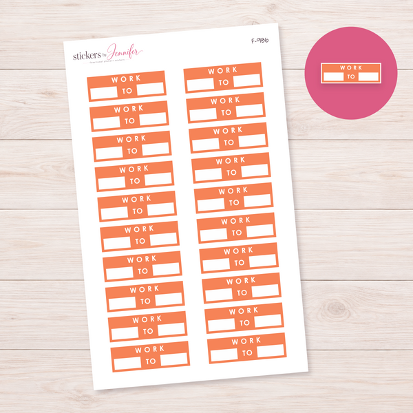 Peach Work Hours Label Planner Stickers | F-986