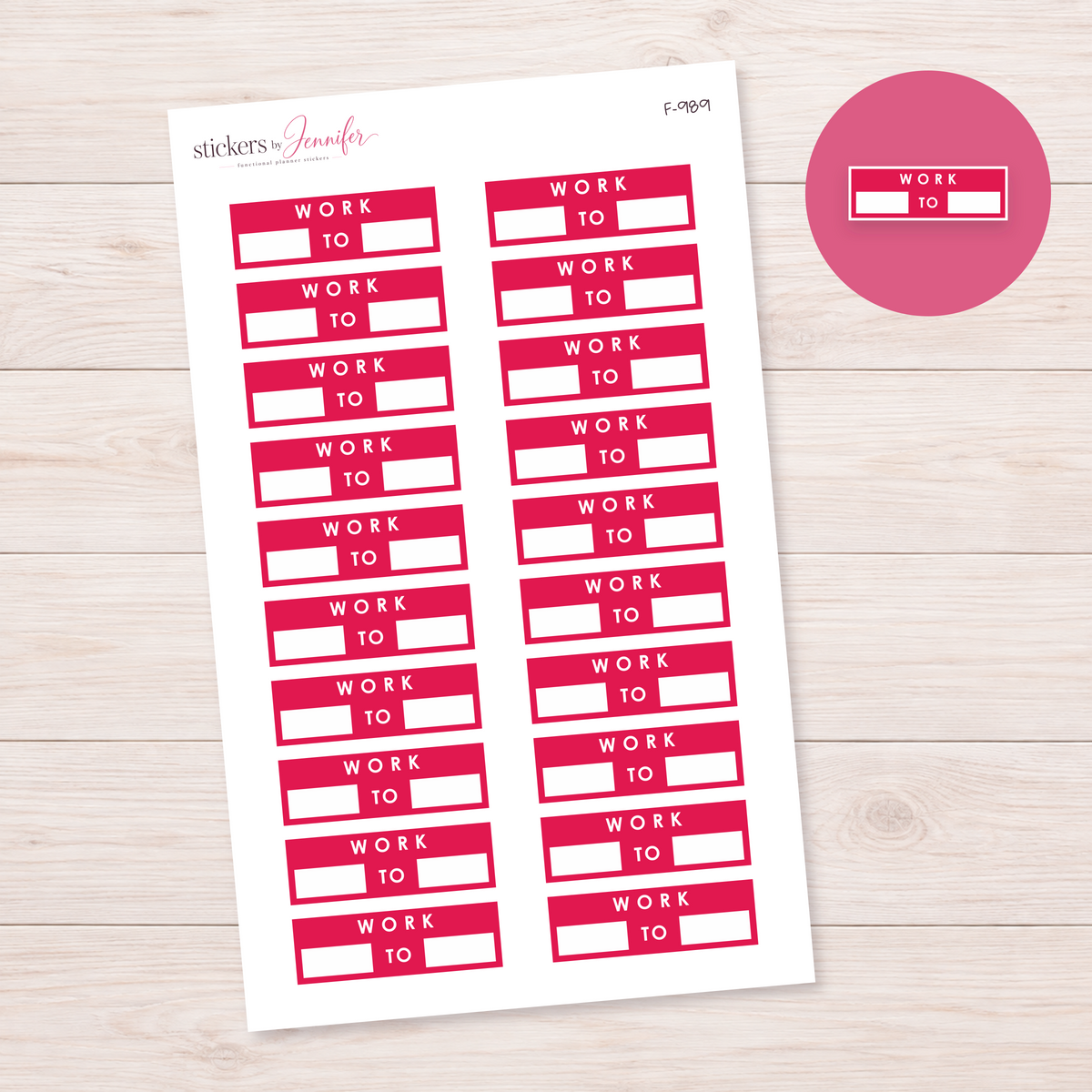 Hot Pink Work Hours Label Planner Stickers | F-989