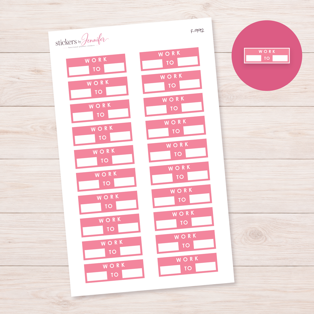 Coral Pink Work Hours Label Planner Stickers | F-992