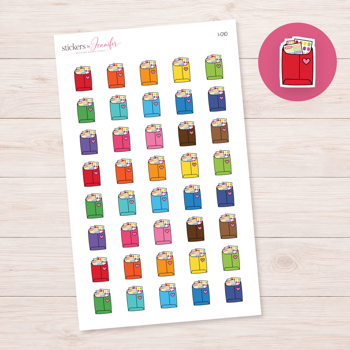 Red Sticker Mail Envelope Planner Stickers | I-010