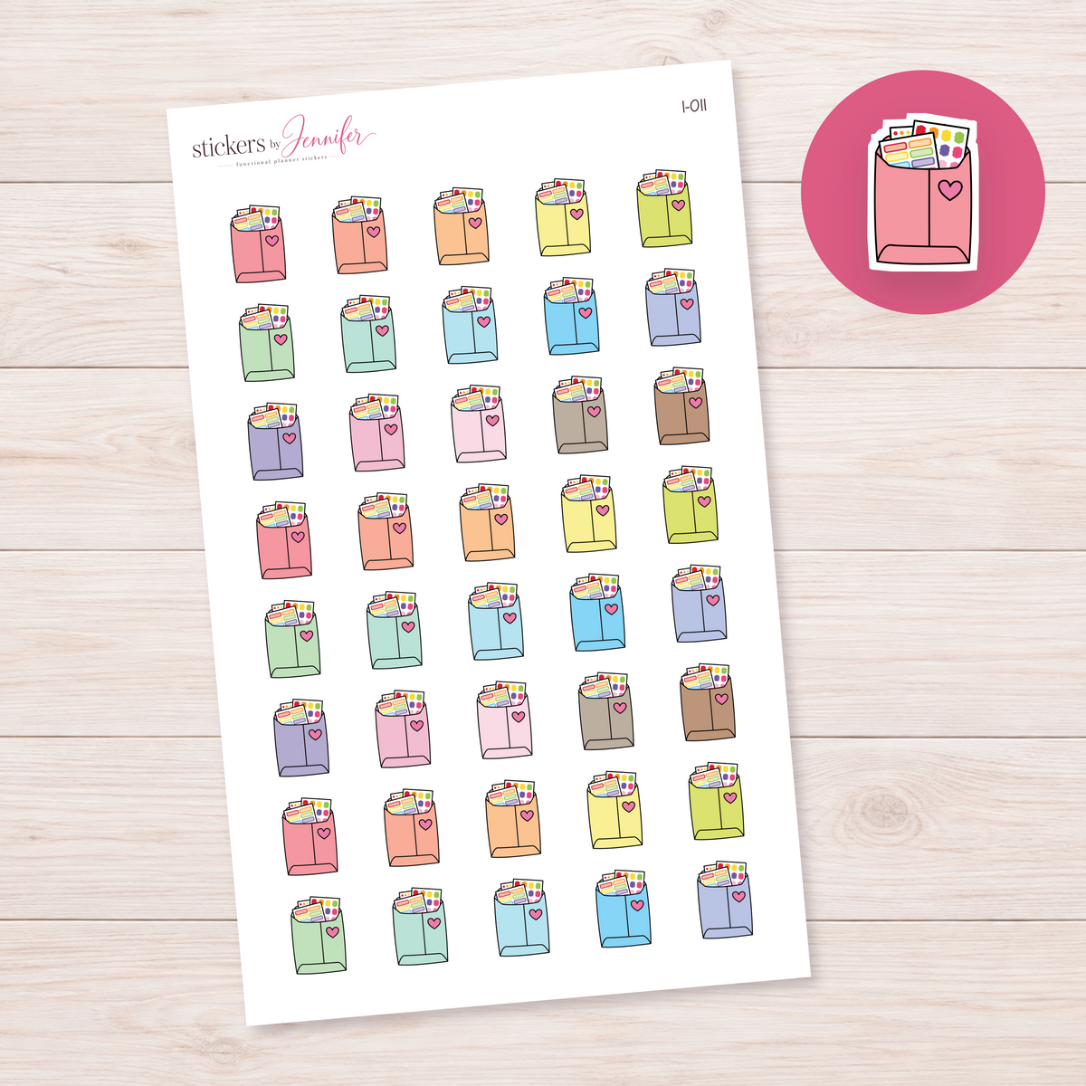 Pink Sticker Mail Envelope Planner Stickers | I-011