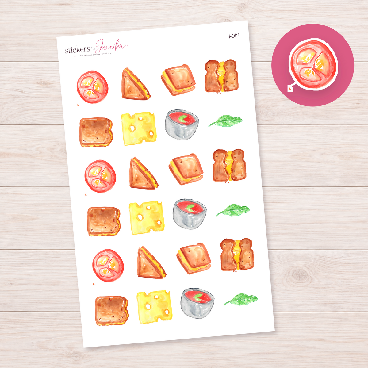 Watercolor Tomato Slice Planner Stickers | I-017