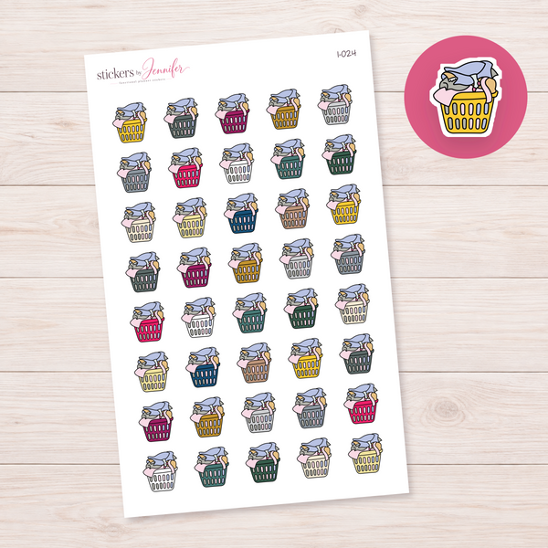 Yellow Full Laundry Basket Planner Stickers | I-024