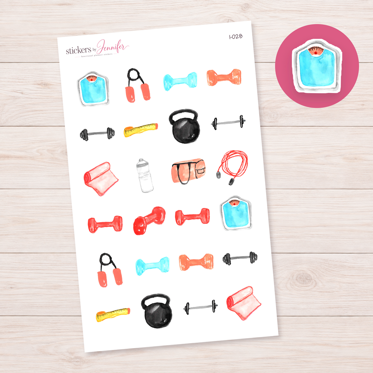Blue Bathroom Scale Planner Stickers | I-028