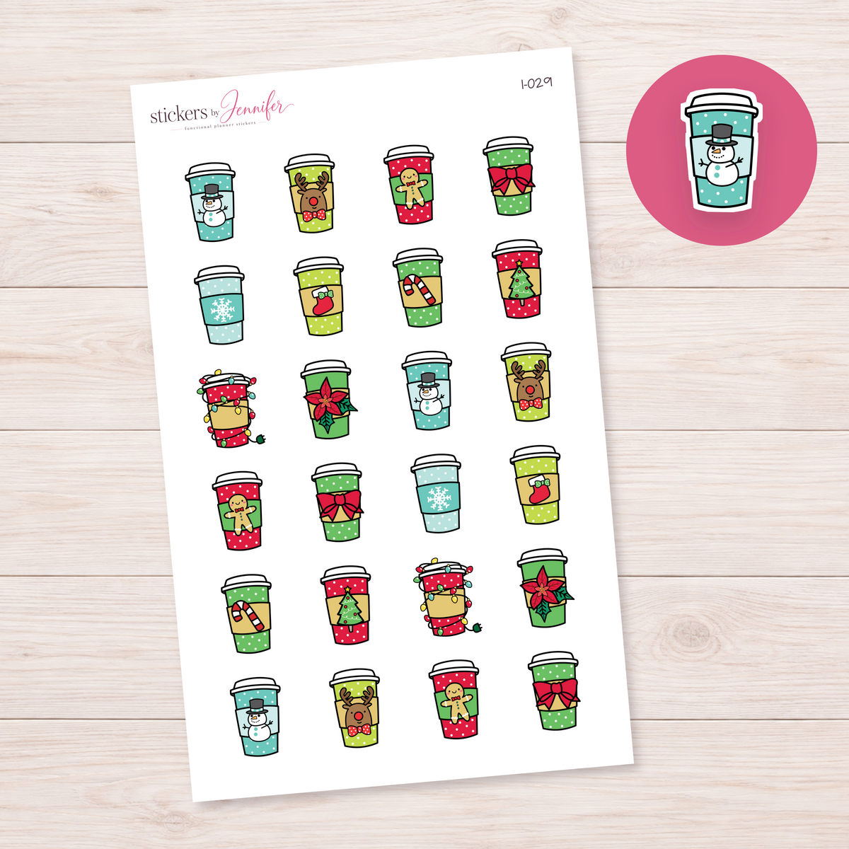 Snowman Takeaway Cup Planner Stickers | I-029