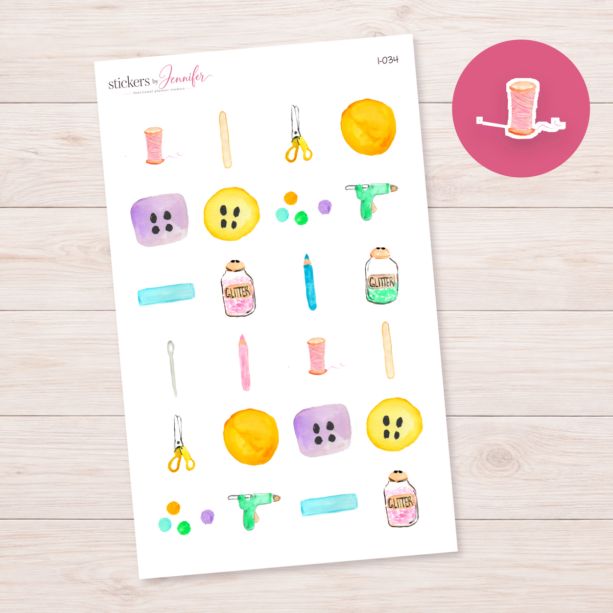 Pink Thread Spool Planner Stickers | I-034