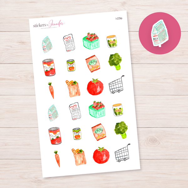 Watercolor Milk Carton Planner Stickers | I-036