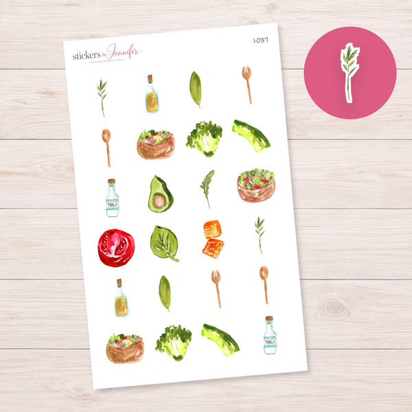 Watercolor Herb Sprig Planner Stickers | I-037