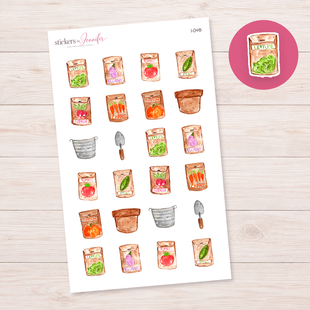 Lettuce Seed Packet Planner Stickers | I-048