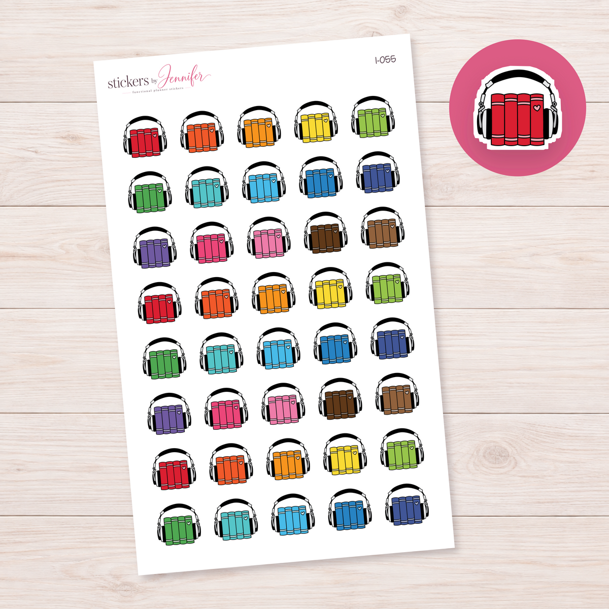 Red Audiobook Books Planner Stickers | I-055