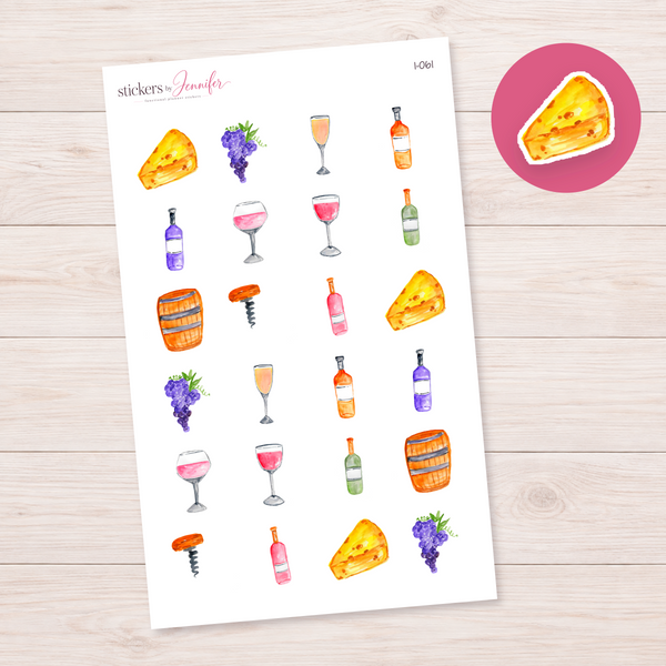 Watercolor Cheese Wedge Planner Stickers | I-061