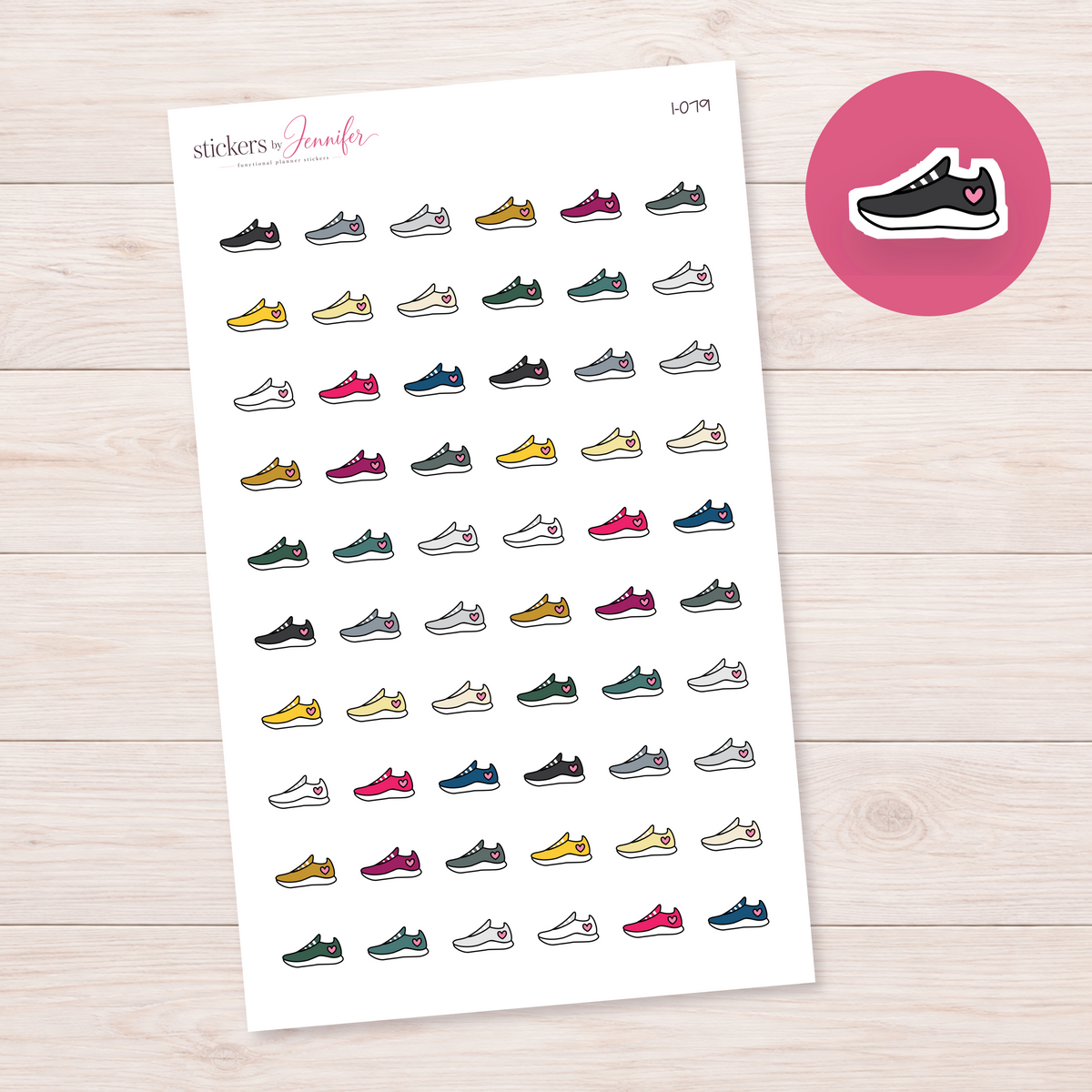 Black Heart Sneaker Planner Stickers | I-079