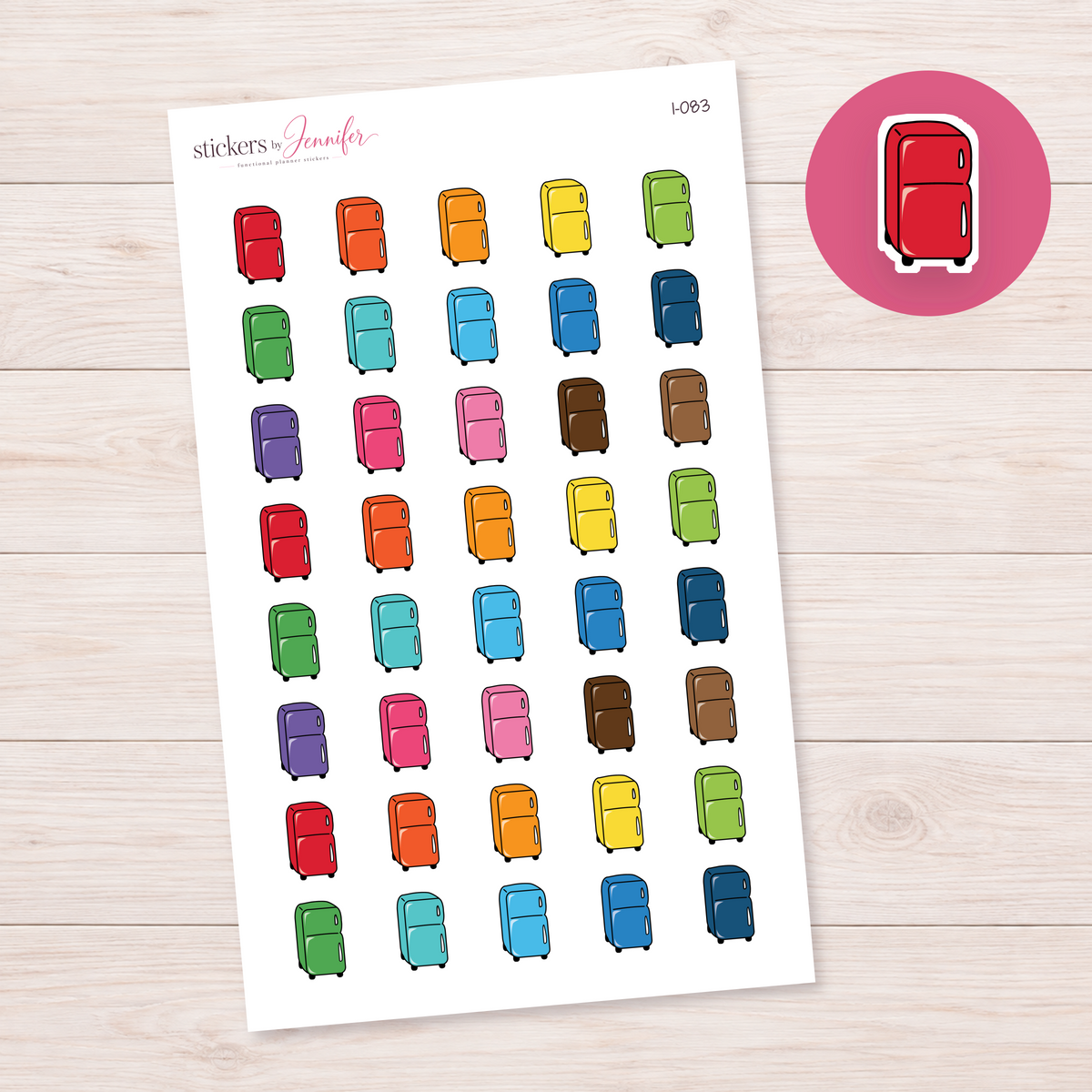 Red Retro Refrigerator Planner Stickers | I-083