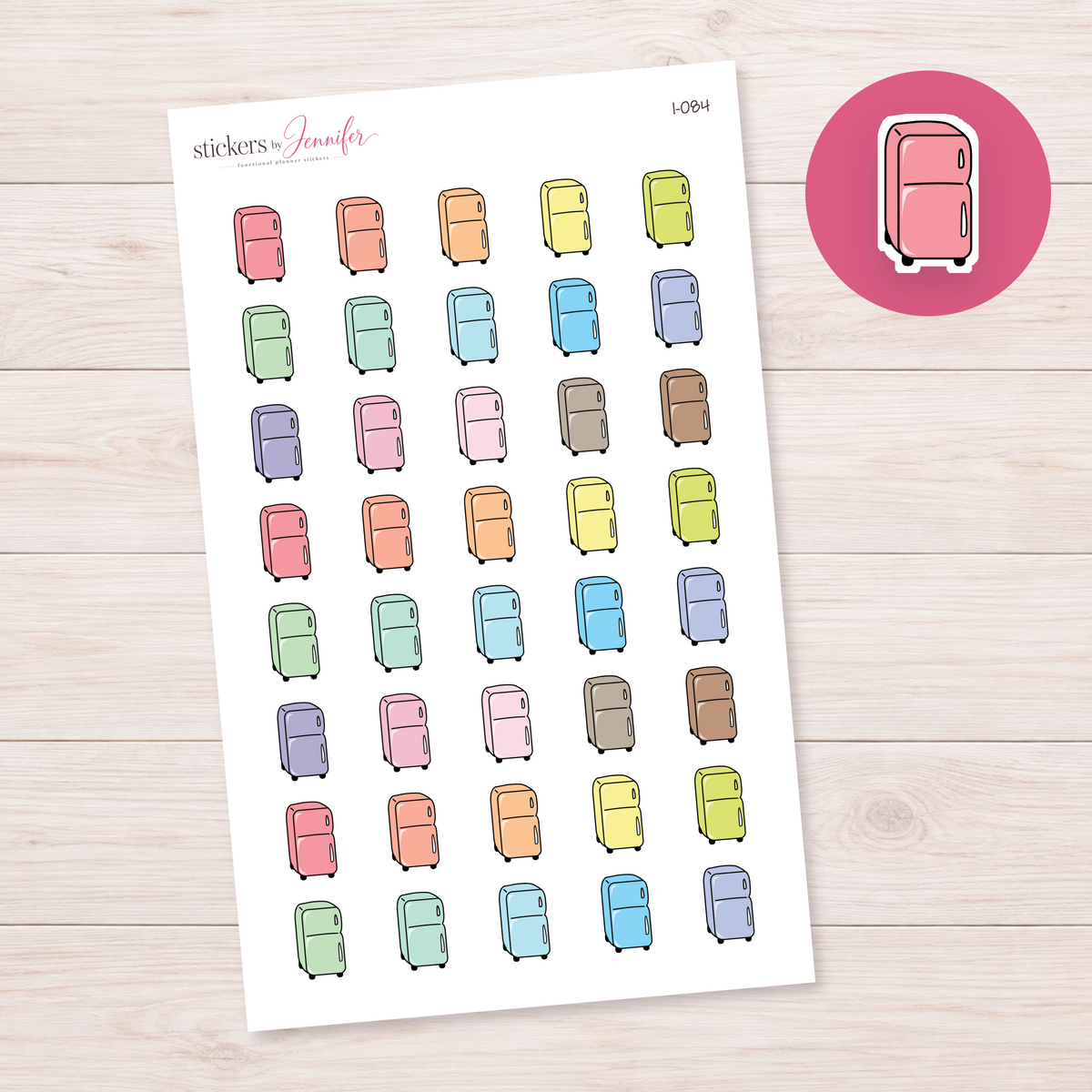 Pink Two-Door Refrigerator Planner Stickers | I-084