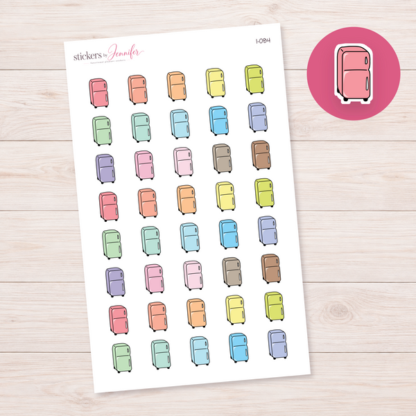 Pink Two-Door Refrigerator Planner Stickers | I-084