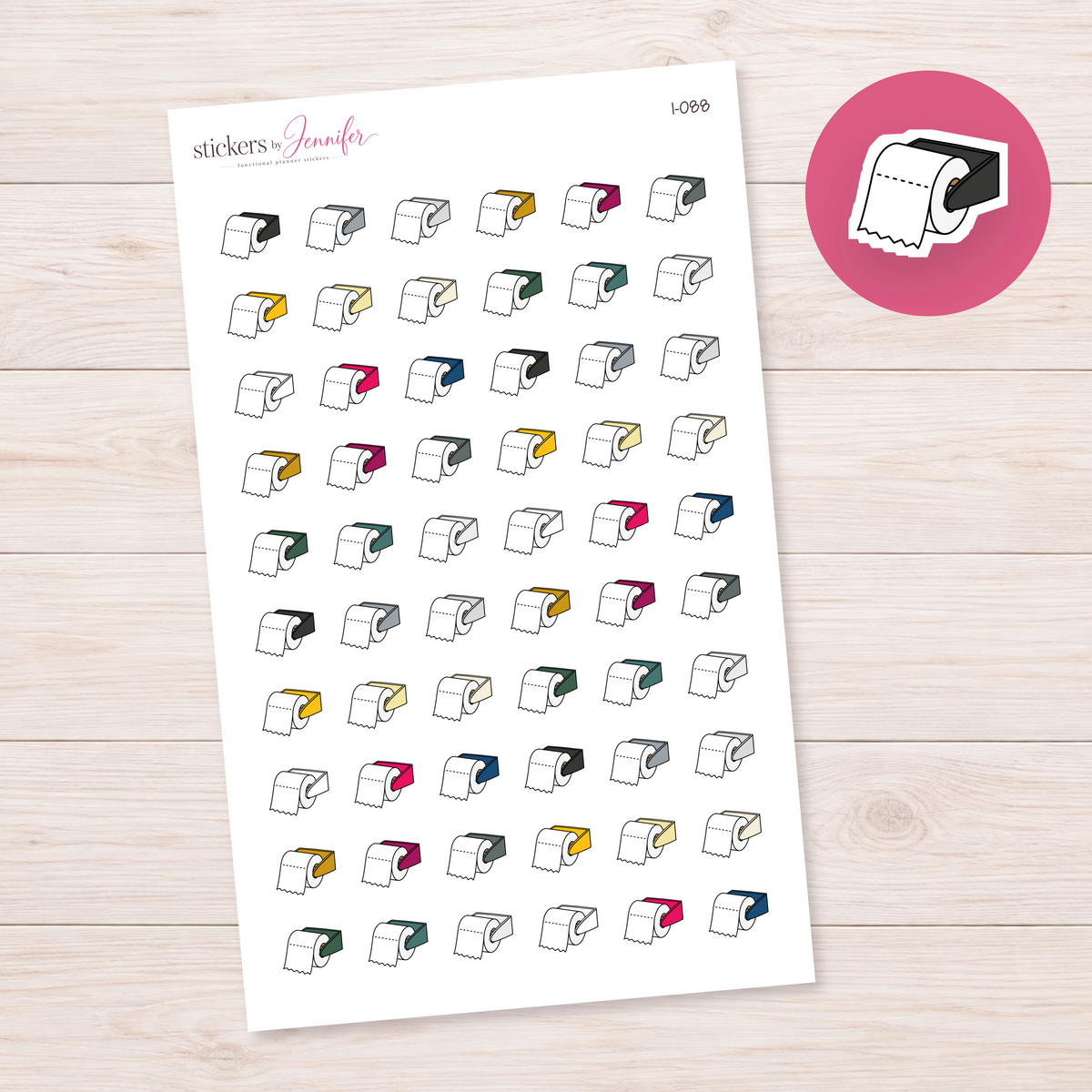 Black Toilet Paper Holder Planner Stickers | I-088