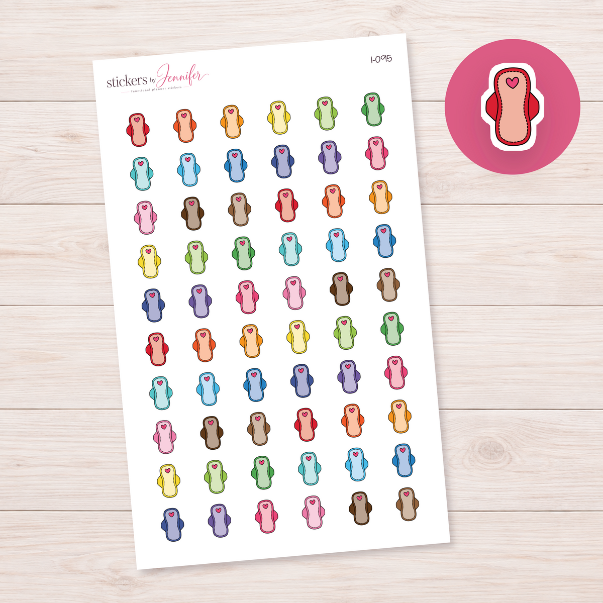 Red Heart Period Pad Planner Stickers | I-095