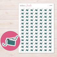 Teal Crochet Swatch Planner Stickers | I-10007 — 5 × 7 inch sheet and enlarged sticker detail