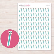 Teal Diamond Pen Planner Stickers | I-10016 — 5 × 7 inch sheet and enlarged sticker detail