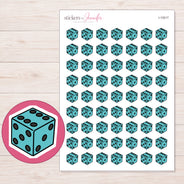 Teal Die Planner Stickers | I-10017 — 5 × 7 inch sheet and enlarged sticker detail