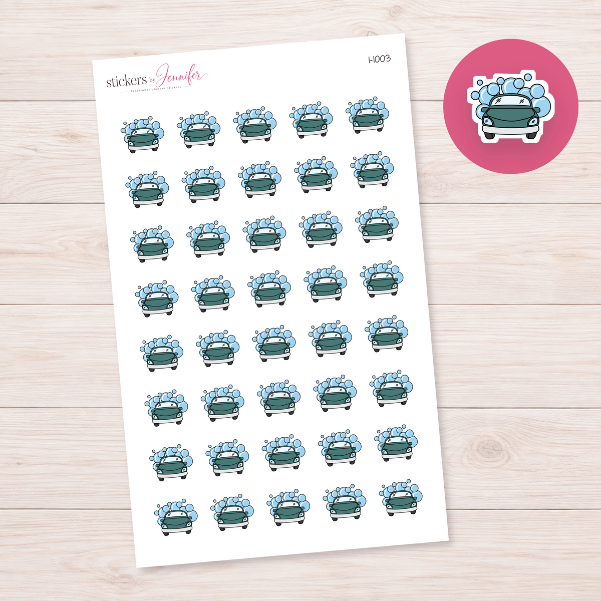 Forest Green Car Wash Planner Stickers | I-1003
