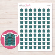 Teal Knitted Swatch Planner Stickers | I-10085 — 5 × 7 inch sheet and enlarged sticker detail