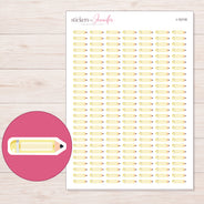 Pastel Yellow Pencil Planner Stickers | I-10118 — 5 × 7 inch sheet and enlarged sticker detail