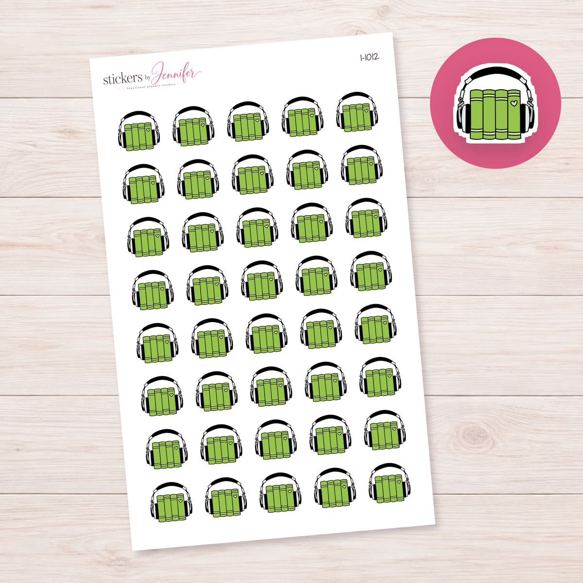 Lime Audiobook Books Planner Stickers | I-1012