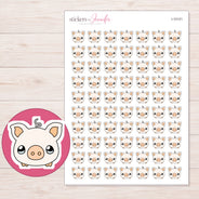 Cream Piggy Bank with Coin Planner Stickers | I-10121 — 5 × 7 inch sheet and enlarged sticker detail
