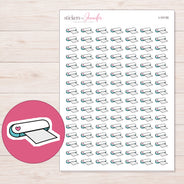 White Heart Cutting Machine Planner Stickers | I-10135 — 5 × 7 inch sheet and enlarged sticker detail