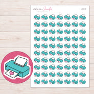 Teal Heart Printer Planner Stickers | I-10137 — 5 × 7 inch sheet and enlarged sticker detail