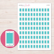 Teal Screen Smartphone Planner Stickers | I-10158 — 5 × 7 inch sheet and enlarged sticker detail