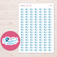 Blue Swimming Icon Planner Stickers | I-10167 — 5 × 7 inch sheet and enlarged sticker detail