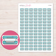 Teal Tanning Bed Planner Stickers | I-10168 — 5 × 7 inch sheet and enlarged sticker detail