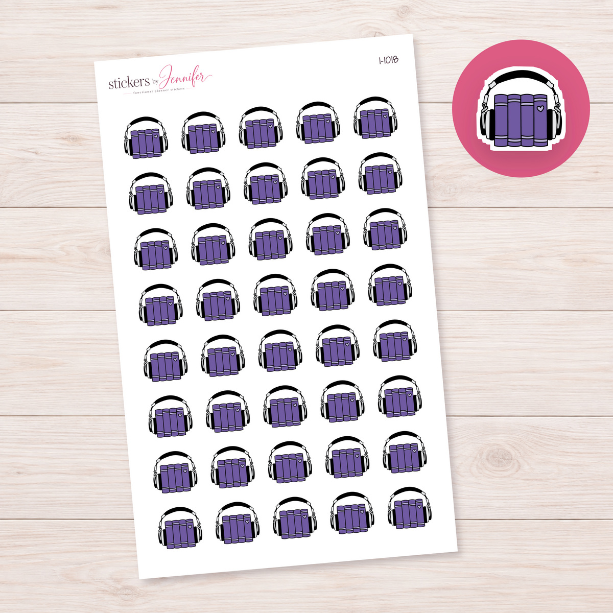Purple Audiobook Books Planner Stickers | I-1018